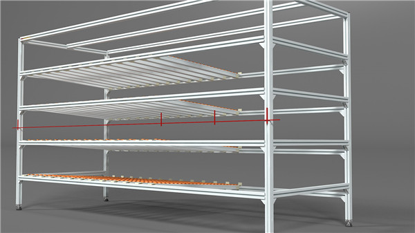 Aluminum alloy fluent strip shelf
