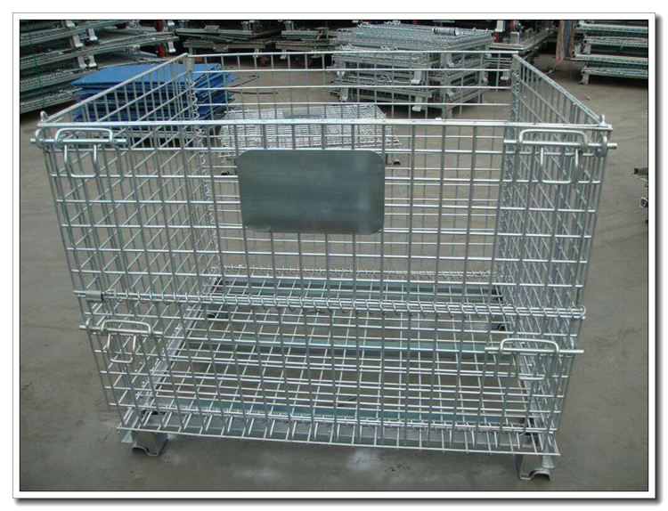 whole sale price foldable collapsible steel storage cage wire mesh container