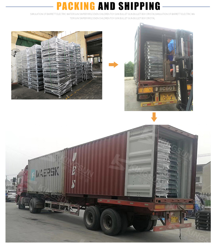 China factory galvanized metal folding cages folding container wire mesh container stackable caged pallet with plastic board