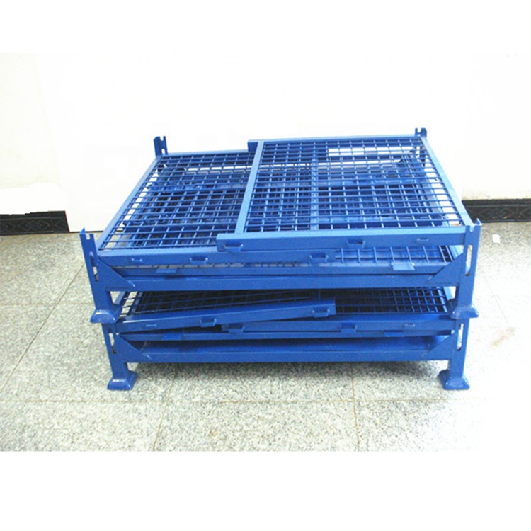 Metal Stackable Wire Mesh Pallet Cage Foldable Steel Mesh Box Pallet