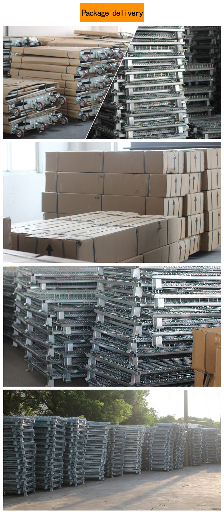 Industrial Foldable Stain Steel Pallet Box Collapsible Wire Mesh Container Stackable Metal Storage Cage For Warehouse