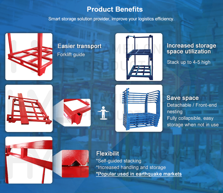 Detachable stacking powder coating steel warehouse metal storage nestainer