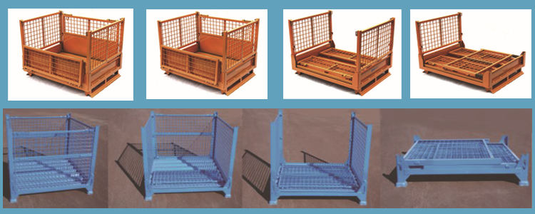 Warehouse storage durable wire mesh container iron metal gitterbox pallet cage