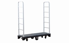 A versatile u boat cart with shelves designed for narrow aisles