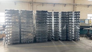 Stackable U-boat carts in a warehouse