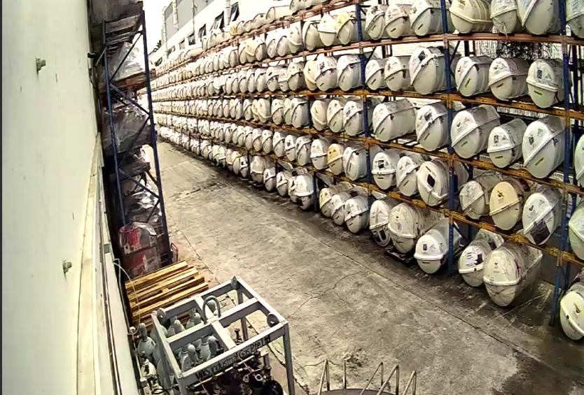 Heavy-duty stack racks used for storing lifeboats