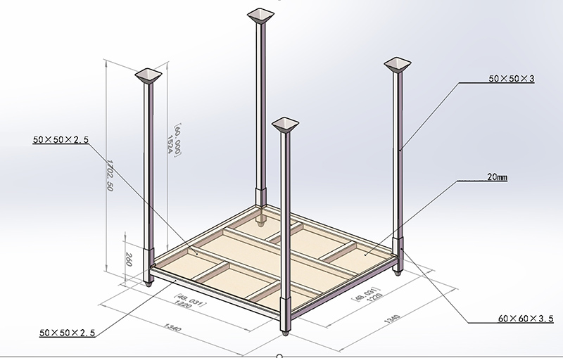 Heavy-duty stack rack frame designed to US specifications