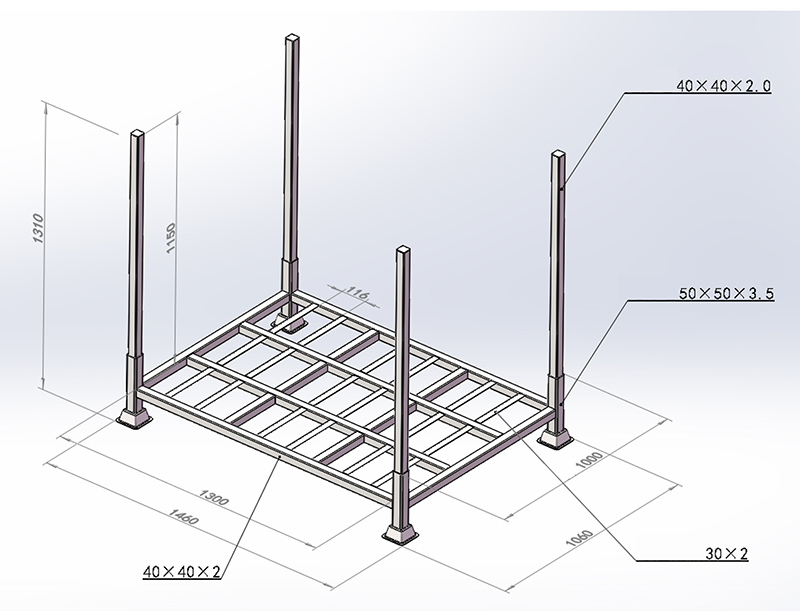 Heavy-duty post pallet stacking racks for 1-ton loads
