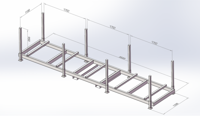 Forklift easily accessing stack racks for warehouse storage