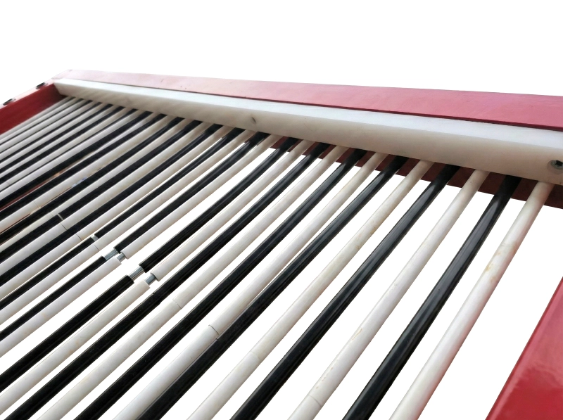 A close-up of the PVC casing on the dividers of the mold storage racks, designed to protect tool surfaces.
