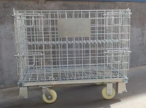 galvanized metal folding cages folding container wire mesh container stackable caged wire containers