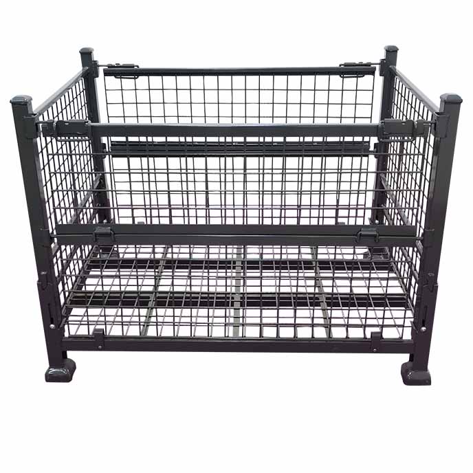 Heavy Duty Stackable Stillage Pallet Collapsible Steel Crate Cage For Warehouse