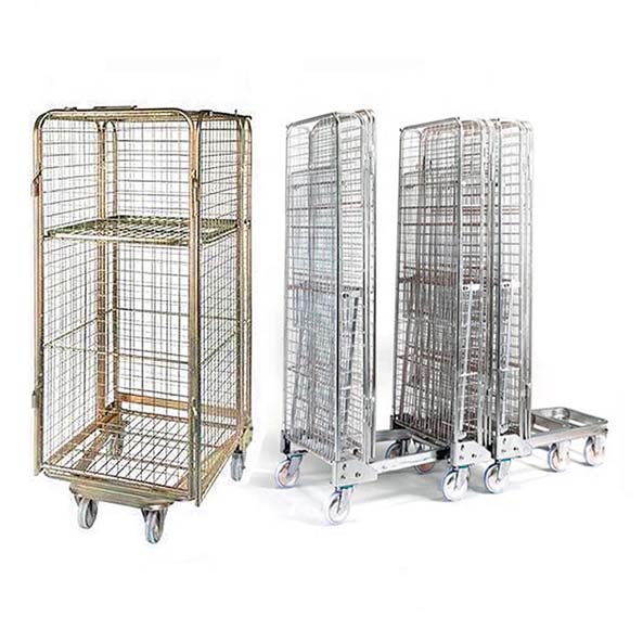 3 sides security metal wire mesh roll container foldable roll cage