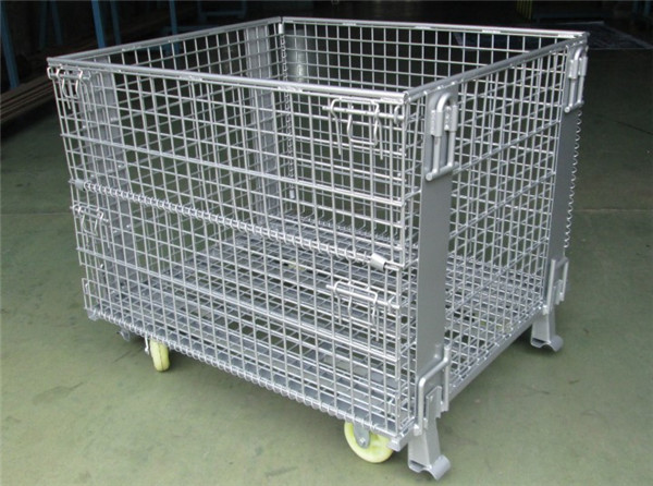 Warehouse Storage Collapsible Stacking Wire Mesh Metal Container