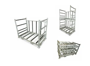 Returnable folding glass shipping racks for manufacturing