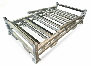 Returnable folding glass shipping racks for manufacturing