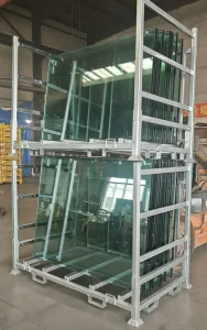 Double-sided glass stillage for assembly line side