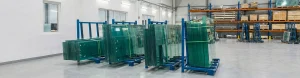 Sheet material handling nesting carts