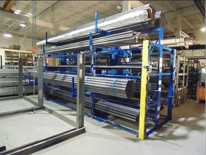 Zero aisle space cantilever racking