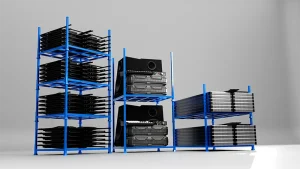Stacking racks vs static shelving for rentals